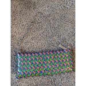 MITZ Recycled M&Ms Candy Wrapper Woven Shoulder Bag Silver Chain‎ One of One